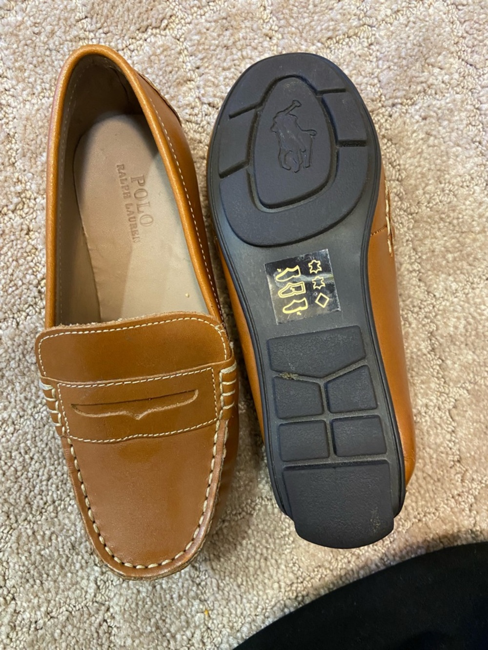 Polo by Ralph Lauren Tan Leather Penny Loafers - Kids